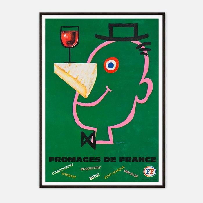 Galrie Vintage French Cheese Art Print by Seguin - Celebrate French Cheese Culture, Black Frame, A3 30 x 42cm (12 x 16inch)