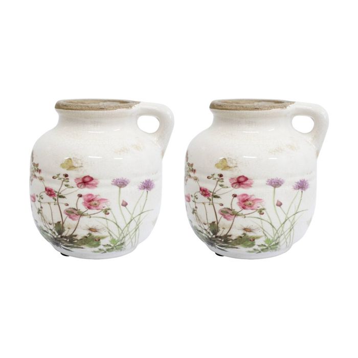 2PK LVD Mini Bud Botanical Ceramic Jug/Vase Home/Garden Decor 13x13x12cm