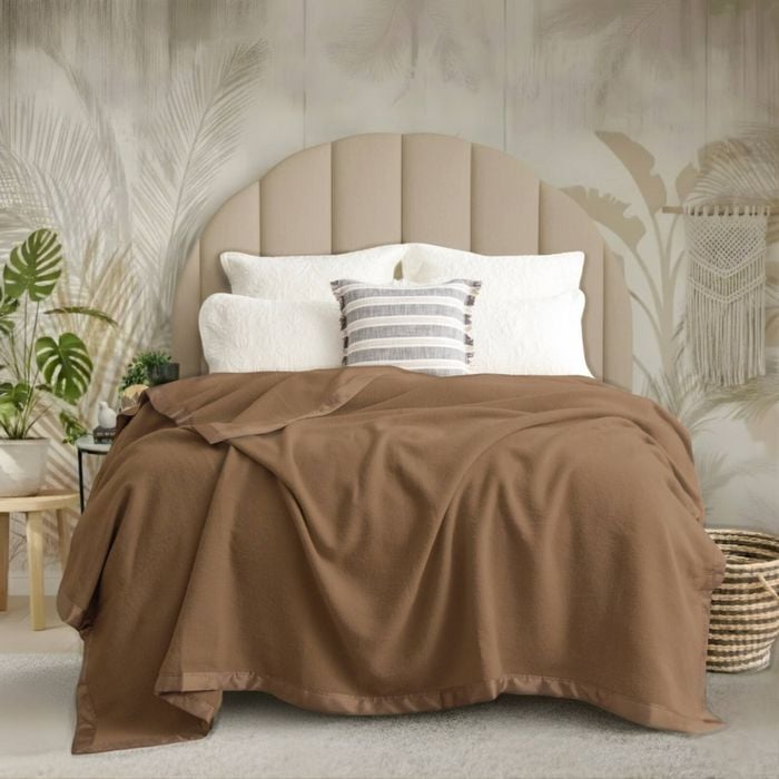 Renee Taylor Soft Australian Merino Wool Blanket 400gsm Wood Queen/King