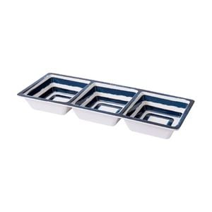 Prepara Three Section Tray Coastal Stripe Kitchenware Melamine - White/Blue