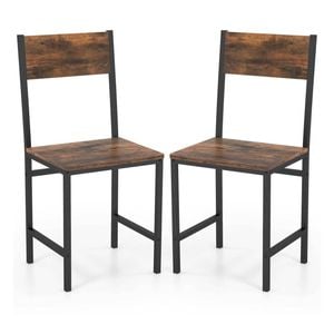 Costway 2pcs Farmhouse Dining Chairs Metal Frame Accent Chairs Kitchen