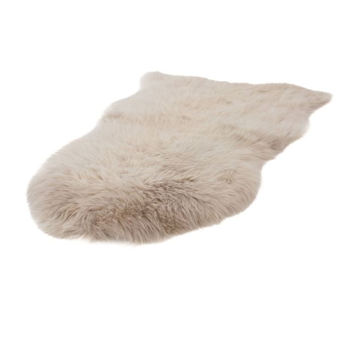 Naturally Sheepskins 90x55cm Stone New Zealand Long Wool Sheepskin Rug - Single