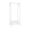 P&P White Metal Rolling Clothes Rack With Dual Wire Shelves