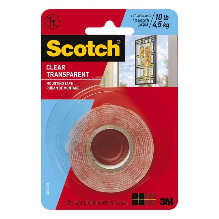 Scotch 25mm x 1.5m Clear Double Sided Mounting Tape