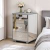 Advwin Mirrored Bedside Table 3 Drawers Mirror Side Table Nightstand Storage Caninet