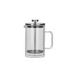 Leaf & Bean Double Wall Glass Plunger 4 Cups Clear & Silver 14x9.5x18.8cm