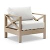 Kansas 1 Seater Lounge Arm Chair Light Oak & Olefin White Cushions