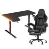 Advwin 140cm Black Gaming Desk Rgb Led Light & Gaming Chair With Footrest Black