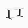 Desky Fixed Height White Scalloped Melamine Desk 120x75cm Matte Black Leg