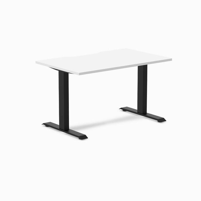 Desky Fixed Height White Scalloped Melamine Desk 120x75cm Matte Black Leg