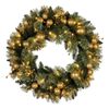 Christabelle 61cm Christmas Wreath Glittery with LED Lights Golden Baubles Front Door Decoration Ornament
