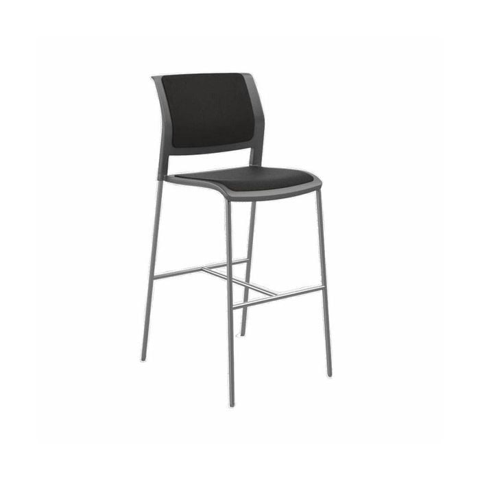 Olg Game Bar Stool Chrome Legs Charcoal Shell Slate Grey Upholstered Seat And Back