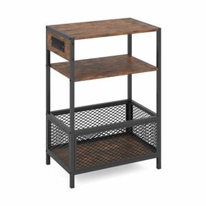 Costway Side End Table Charging Industrial 3-tier Bedside Shelf