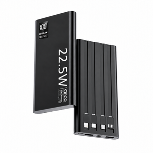 Veloreo Portable Charger 10,000mAh 22.5W Power Bank Fast Charging Iphone 16 15 14 Type C Lightning Black