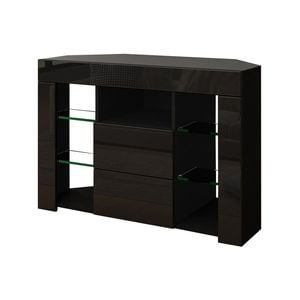 TV Cabinet Television Storage Unit 2 Drawers Black