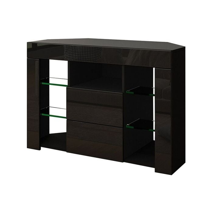 TV Cabinet Television Storage Unit 2 Drawers Black