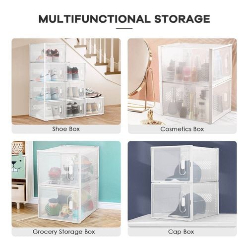 Luxsuite Plastic Shoe Boxes Clear Stackable Organiser 12 Pack Bunnings Australia