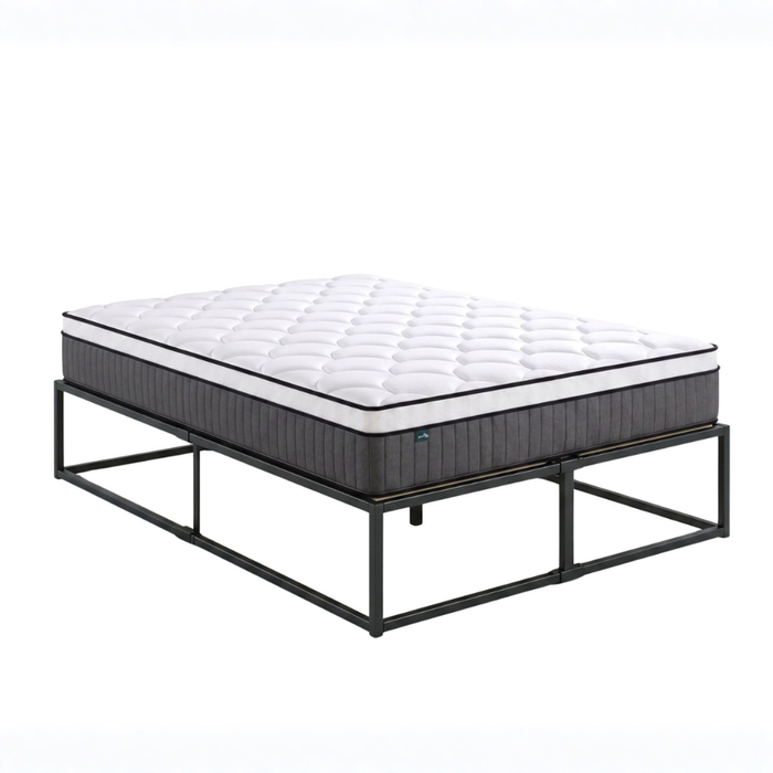 Zinus Double Joseph Metal Bed Base & Pocket Spring Mattress Set, 45cm High, Support iCoil Eurotop