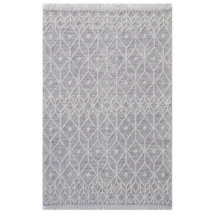 Designer Flatwoven Wool Rug-Aura 6238-Ivory/Black-110x160cm
