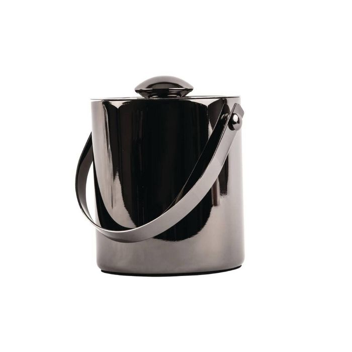 Olympia Double Walled Ice Bucket With Lid Gunmetal 1l 154x118mm Stainless Steel Barware