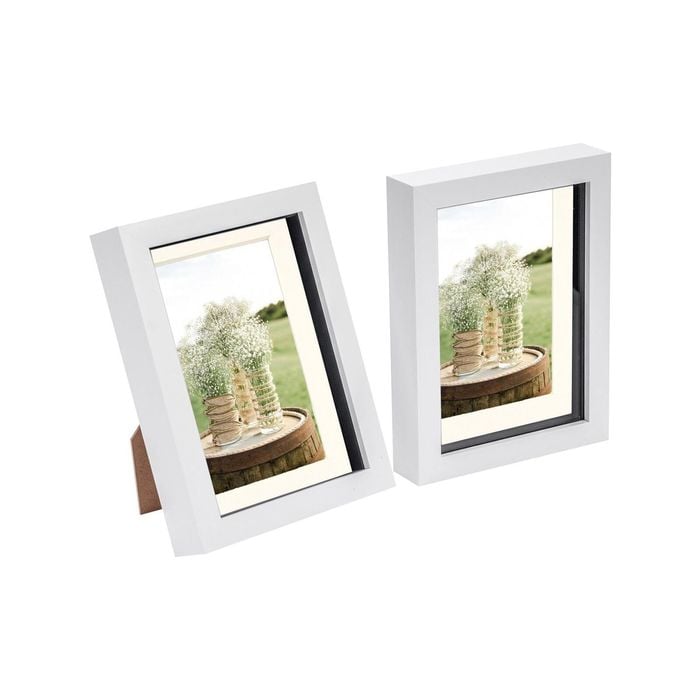 Nicola Spring 2 Piece 5 x 7" 3D Shadow Box Photo Frame Set - Craft Display Picture Frame with 4 x 6" Mount - White