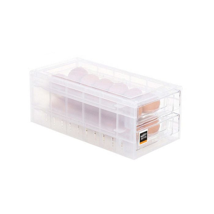 2 Tiers Double Layer 24 Grids Egg Storage Box Tray Kitchen Refrigerator Container