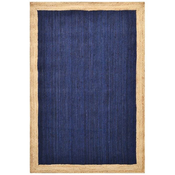Handwoven Border Jute Rug-1147-Natural/Navy-110X160cm