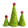 P&P Multicolour Worsted Fabric Christmas Desk Tree Set of 3 Tabletop Holiday Decor