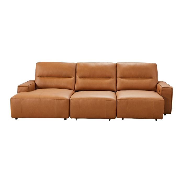 3 Seater Genuine Leather Sectional Sofa with Chaise