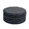 Argon Tableware 10cm Round Slate Coasters - Set Of 6 Drink Coasters Stone Natural Slate Drink Placemats Mug Glass Cup Mats