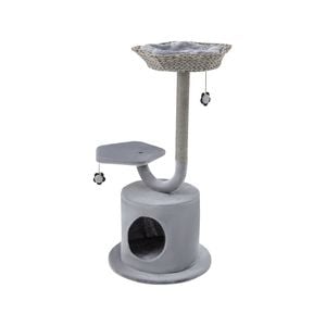Costway 106 Cm Cat Tree Tower 3-layer Scratching Post W/condo & 2 Perches Pet Toy