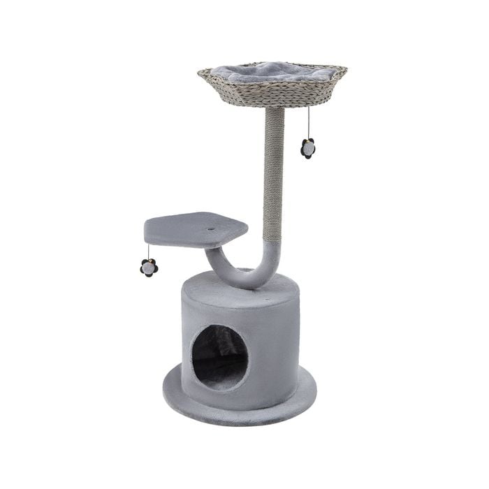 Costway 106 Cm Cat Tree Tower 3-layer Scratching Post W/condo & 2 Perches Pet Toy