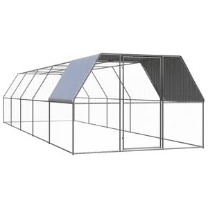 vidaXL Outdoor Chicken Cage Galvanised Steel Animal Hen House Chicken Coop