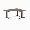Desky L-shape Sit To Stand Jarrah Legno Melamine Desk 1600x1400mm - Right Return Height Adjustable Matte Black Leg