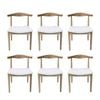 SK Designer Living | Pack of 6 | Replica Hans Wegner Elbow Chair CH20 - White & Natural