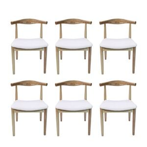 SK Designer Living | Pack of 6 | Replica Hans Wegner Elbow Chair CH20 - White & Natural