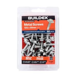 Buildex 12G x 20mm Class 3 Metal TEKS Screws - 50 Pack