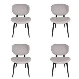 Sk Designer Living | Pack Of 4 | Nobu Dining Chair | Black Legs - Light Grey Fabric
