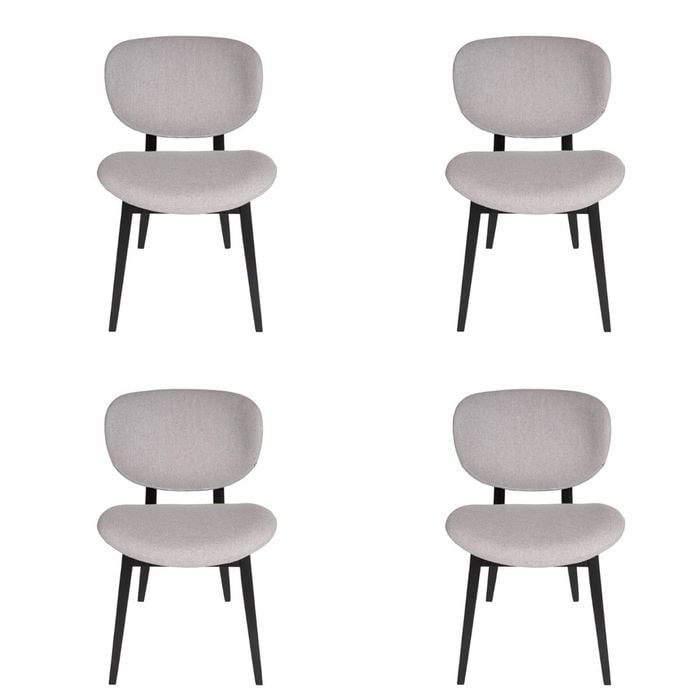 Sk Designer Living | Pack Of 4 | Nobu Dining Chair | Black Legs - Light Grey Fabric
