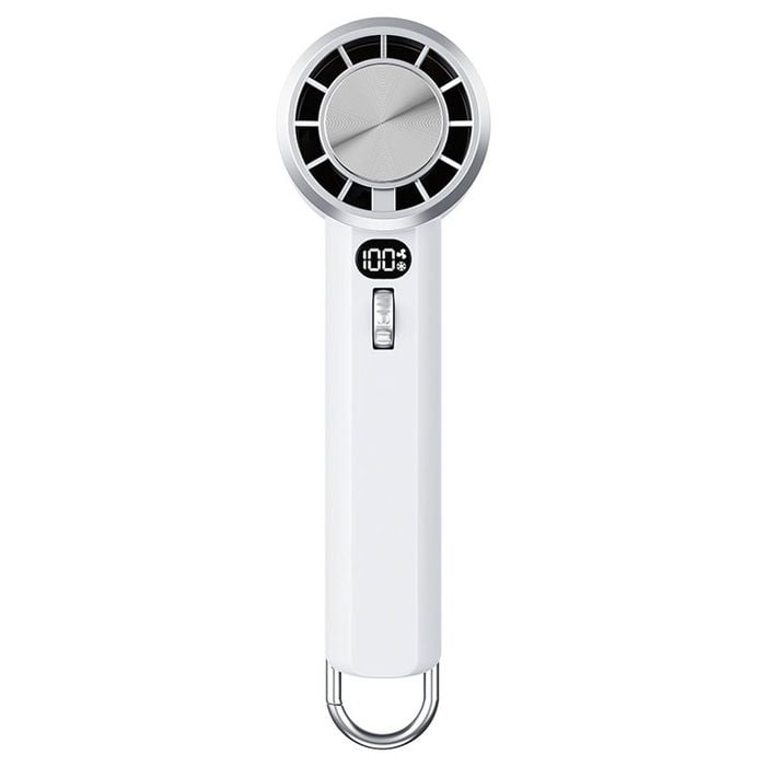 Catzon Portable Handheld Fan with Ice Porcelain Cooling Pad 1-100 Adjustable Speed-White