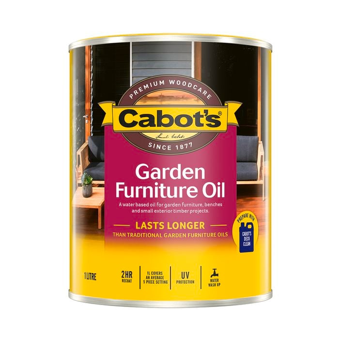 Cabot's 1L New Natural Water Based Garden Furniture Oil