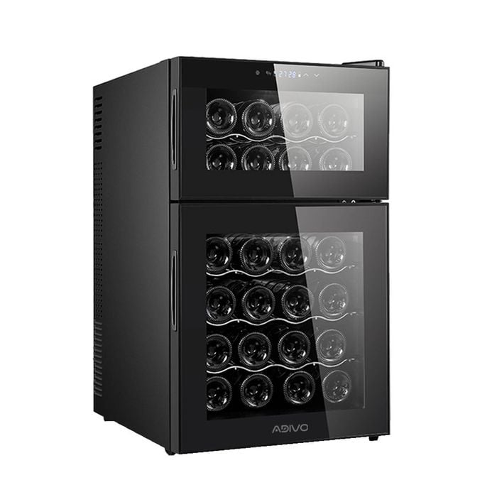 ADIVO 24 Bottle Dual Zone Wine Cooler Fridge Compressor Cellar Chiller Black - black | Thermoelectric | ELC-011-DCL-24B