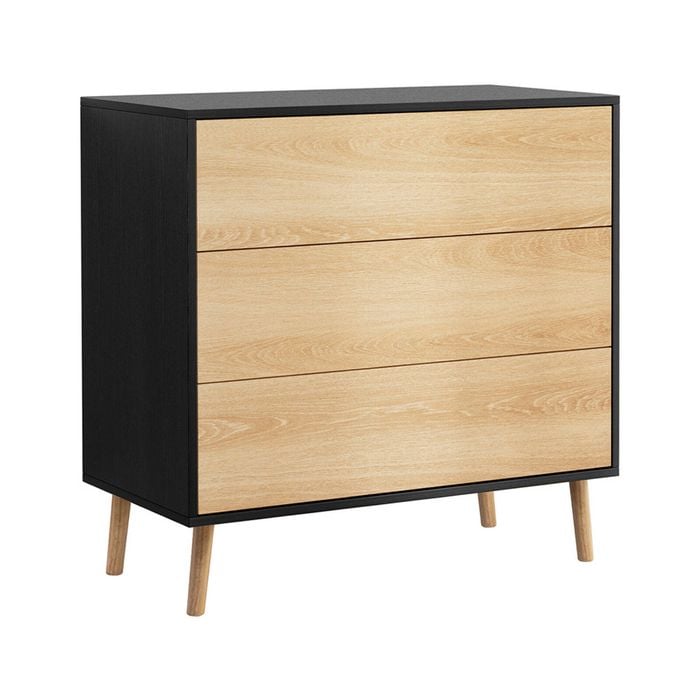 Artiss 3 Chest of Drawers Storage Cabinet Black&Pine