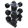 2.5-5-7.5kg Total 30kg 3 Pair Hex Rubber Dumbell Weight Set with YAX-8 Rack