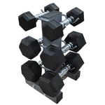 2.5-5-7.5kg Total 30kg 3 Pair Hex Rubber Dumbell Weight Set with YAX-8 Rack