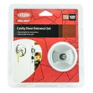 Lockwood Satin Chrome Pearl Symmetry Round Entrance Cavity Sliding Door Set