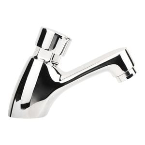 Shaw & Mason Chrome Timed Push Button Basin Pillar Tap