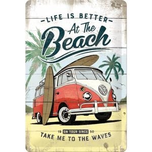 Nostalgic Art 20x30cm Medium Metal Wall Hanging Sign VW Bulli - Beach