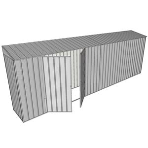 Build-a-Shed 0.8 x 6 x 2m Skillion Shed with Double Hinged Side Doors - Zinc