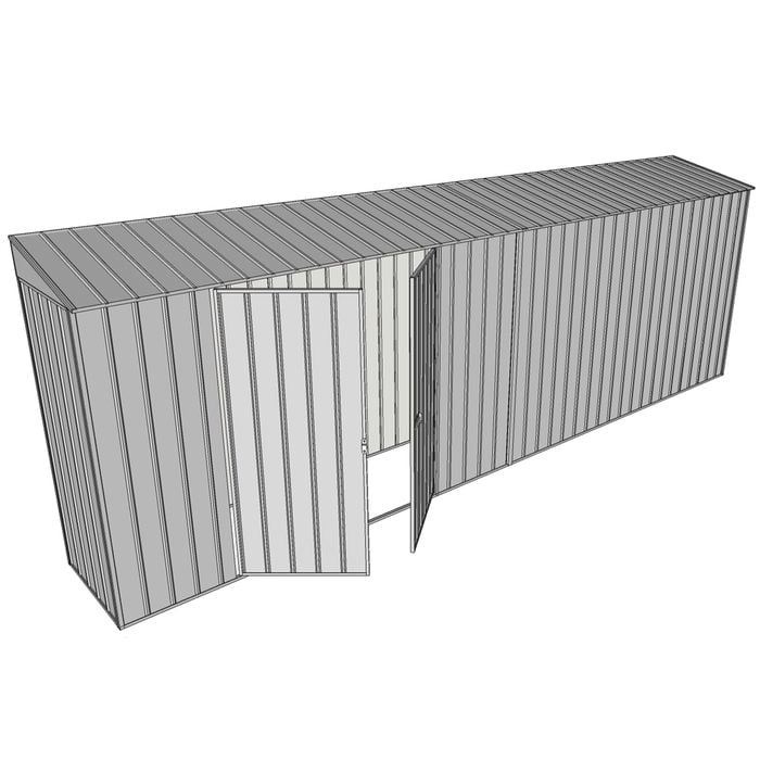 Build-a-Shed 0.8 x 6 x 2m Skillion Shed with Double Hinged Side Doors - Zinc